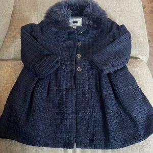 Janie and Jack Navy Boucle Coat